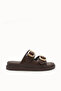 Mira Amara Women's Double Buckle Slippers 00120403 Brown - 7