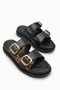 Mira Amara Women's Double Buckle Slippers 00120403 Black Leopard - 5