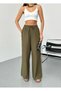 Elastic Waist, Lace-Up, Wide-Let Palazzo Linen Pants - 6