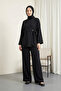 Elastic Waist Cross-Tie Black Modal Set - Black