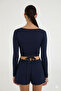 Ultra Soft Blouse with Tie Detail in Navy Blue - 3