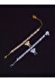 Women Gold Butterfly Charm Anklet and Bracelet Set - 4