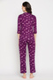 Pretty Florals Button Down Shirt & Pyjama Set in Wine Colour - 100% Cotton - 5