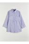 Purple Shirt Collar Striped Women's Tunic - 5