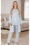 New Season Blue Breastfeeding-Friendly Spanish Sleeve Design Maternity Pajama Set 3-Piece Set - 3