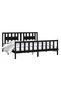 Bed frame with headboard, black, 200x200 cm, solid pine wood - 3