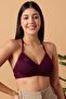 Padded Non-Wired Full Cup Halter Neck Bra in Plum Colour