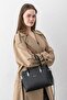 Pera Adjustable Strap, Embossed Lettering, Large Volume Women's Black Hand and Shoulder Bag Pbu5404 - 5