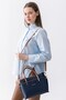Pera Adjustable Strap, Embossed Lettering, Large Volume Women's Navy Blue Hand and Shoulder Bag Pbu5404 - 5