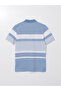 Polo Collar Striped Mercerized Look Men's T-Shirt (S5) - 6