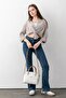 Pera Adjustable Strap, Embossed Lettering, Large Volume Women's White Tan Hand and Shoulder Bag Pbu5404 - 7