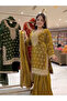 Mustard Silk Top Sharara & Dupatta - HRT7007 | Mustard