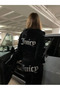 Black Premium Stone Velvet Tracksuit Set Top and Bottom Set - 6