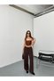 Elastic Waist, Lace-Up, Loose-Leg Palazzo Linen Pants - 2