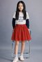 Girl's Red Skirt with Glittering Tulle April 23 and October 29 Ages 4-14