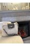 Women's Teddy Plush Handmade Shoulder Bag White Color with Leopard Detail - 5