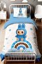 Heart-Shaped Blue Pofi Patterned Single Baby Kids Duvet Cover Set - 2