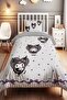 Gray Hearts Kuromi Patterned Single Baby Kids Duvet Cover Set
