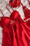 Red Silky Satin Nightgown and Underwear Dowry Set 6 Pieces - 4