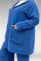 67035 Large Size Hooded Zippered Muslin Pants Set - Indigo - 2