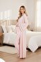 New Season Powder Long Dressing Gown with Ribbed Design, Special Design Maternity Dressing Gown Pajama Set - 3