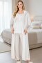 New Season Ecru Long Robe with Lace Special Design Summer Maternity Robe Pajama Set - 8