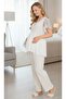 New Season Ecru Long Robe with Lace Special Design Summer Maternity Robe Pajama Set - 4
