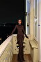 Dark Brown Arkua Multi-Variety Tie-Up Draped Long Dress ATE-4435 - 3
