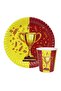 Luxury Plate and Cup Yellow Red Fan (Super Set) with Backdrop Concept Birthday Party Set Decoration - 5