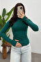 Women's Petrol Green Finger Detailed Bodysuit - 2