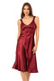 Women's Satin Lace Detailed Midi Nightgown Dressing Gown Set |   Burgundy 7837 - 2