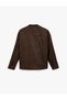 Long Sleeve Flap Pocket College Collar Zippered Faux Suede Bomber Jacket - 4