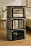 Closet Organizer – Black Houndstooth Patterned |   3 Pieces |   Foldable Clothing Organizer with Steel Support