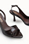 Celeste Serena Women's Open Back Thin Heeled Shoes 00121914 Brown Patent Leather