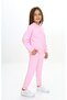 Girl's 2-Piece Set Embroidered Printed Stand Collar Zippered Sweatshirt & Ribbed Cuff with Pocket - 3