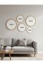 Boho Style 5-Piece Round Painting Set - Bohemian Wall Decor with Natural Birch Wood Frame - Huhu873 - 3