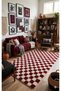 Chess Dama Red-Bone Washable Carpet Runner Living Room Balcony Hallway Carpet Shaggy