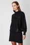 Women's Round Neck Black Knitwear Sweater with Stones on the Front 60323 - 2