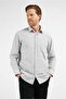 Khaki-White Striped Pattern Hard Collar Long Sleeve Pocket Comfort Fit Cotton Shirt 1004255210 - 5