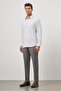 Men's White Long Sleeve Checkered Pattern Hard Collar Pocket Cotton Comfort Fit Shirt 1004245159 - 2