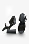Darian Women's Genuine Leather Heeled Sandals - Black Suede - 4