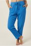 Turquoise Blue 100% Cotton Muslin Fabric Narrow Leg Ankle Length Women's Trousers - Elastic Waist with Laces - 6