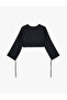 Women'S Black Crop Wrap Blouse - 2