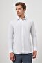 Men's White Long Sleeve Self-Pocket Cotton Comfort Fit Shirt 1004245155 - 4