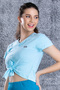 Comfort Fit Active Tie-up Crop Top in Sky Blue - Cotton Rich - 2
