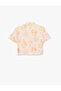 Women'S Pink Design Floral Crop Shirt - 2