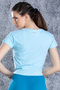 Comfort Fit Active Tie-up Crop Top in Sky Blue - Cotton Rich - 3