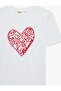 Women'S White Heart Printed T-Shirt - 3