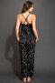 Plush Satin Printed Top & Pyjama Set in Black - 5