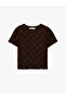 Women'S Brown Crocheted Crop T-Shirt